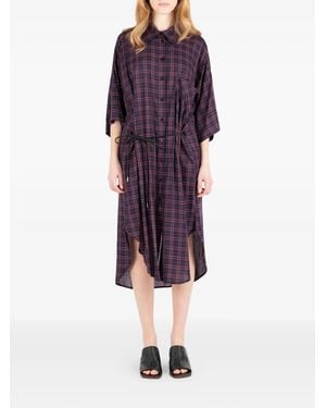 Societe Anonyme Checked Tie Waist Midi Dress - Purple