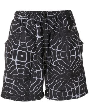 Pace Abstract-Print Drawstring Shorts - Black