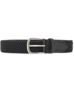 Alberto Luti Woven Leather-Trim Belt - White