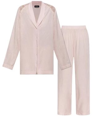 Emporio Armani Floral-Jacquard Lace-Insert Pyjamas (Set Of Two) - Pink