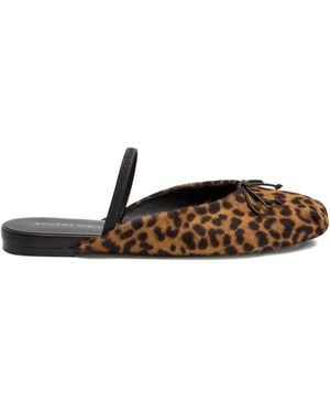 Stuart Weitzman Bow-Detail Leopard-Print Mules - White