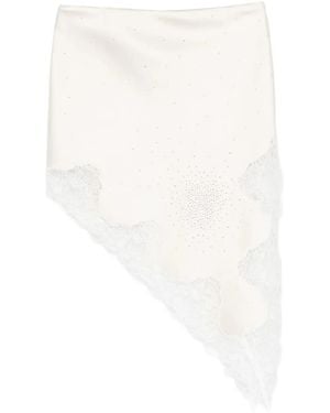 GIUSEPPE DI MORABITO Embellished Lace-Trimmed Skirt - White