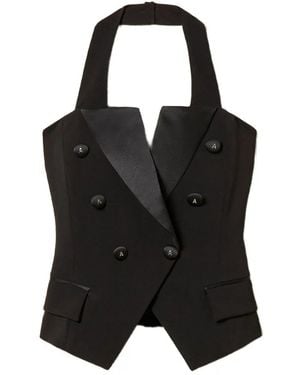 Twinset Cady Waistcoat With Logo Buttons - Black