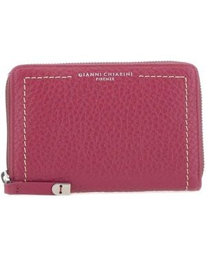 Gianni Chiarini Zip Stitching Leather Wallet - Purple