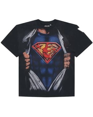 HELLSTAR Superhero-Print T-Shirt - Blue