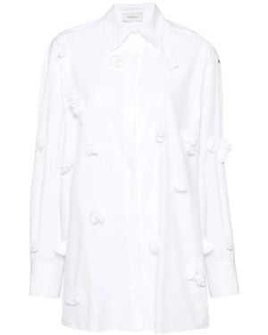 Sportmax Floral-Appliqué Cotton Shirt - White