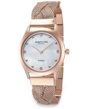 Kenneth Cole Braided-Strap 34Mm Watch - White