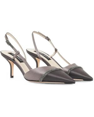 Giorgio Armani Crystal-Embellished Slingback Pumps - White