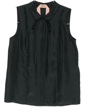 N°21 Ruffle-Trimmed Sleeveless Shirt - Black