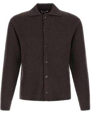 AURALEE ポインテッドカラーカーディガン - ブラック