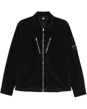 C.P. Company Lens-Detail Corduroy-Texture Overshirt - Black