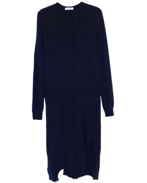 JULIE KEGELS Button-Up Asymmetric-Hem Dress - Blue