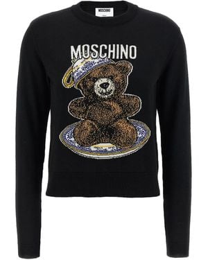 Moschino Teddy Bear-intarsia Crew-neck Sweater - ブラック