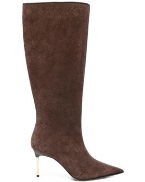 Gucci Gg Supreme Perforated Suede Boots - Brown