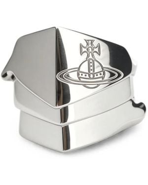 Vivienne Westwood Knuckleduster Orb-Engraved Ring - White