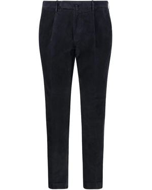 Santaniello Pleated Corduroy Trousers - Blue
