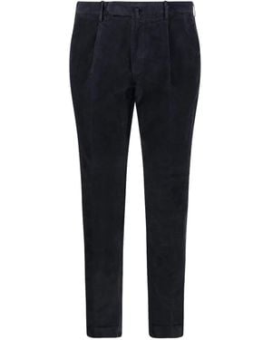 Santaniello Pleated Corduroy Trousers - Blue