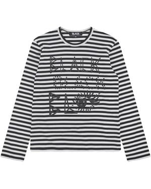 COMME DES GARÇON BLACK Gestreiftes Langarmshirt - Weiß