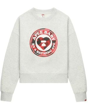 A Bathing Ape Round Camo Heart-Print Sweatshirt - White