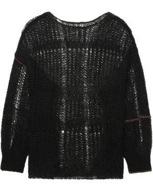Y's Yohji Yamamoto Long-Sleeved Open-Knit Sweater - Black