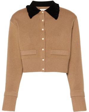 Sandro Contrasting-Collar Cardigan - Brown