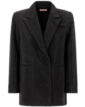 Twentyfourhaitch Uliane Crystal-Embellished Peak-Lapel Jacket - Black