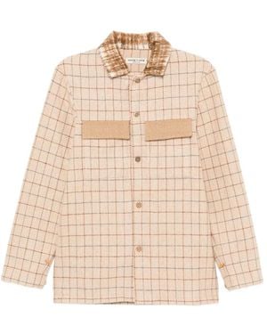 young n sang Cehcked Button-Up Jacket - Natural