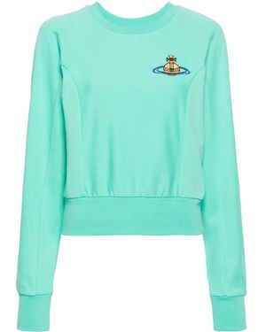 Vivienne Westwood Orb-Embroidered Cotton Sweatshirt - Blue