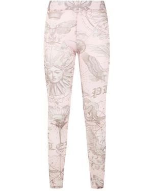 Philipp Plein Tulle Leggings Butterfly Tattoo - Pink