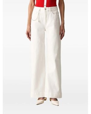 Morgan Chain-Link Wide-Leg Jeans - White