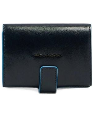 Piquadro Logo-Debossed Leather Cardholder - Blue