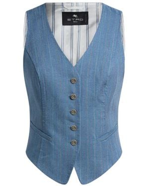 Etro Gilet À Boutons Pegaso Rayé - Blue