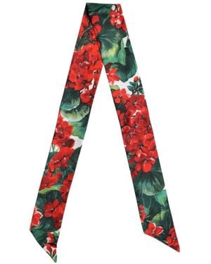 Dolce & Gabbana Floral-Print Skinny Scarf - Red