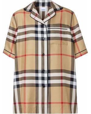 Burberry バーバリー ヴィンテージチェック シルクパジャマシャツ - ナチュラル