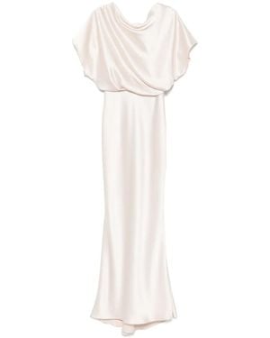 Amsale Draped Satin Gown - White
