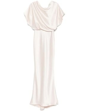 Amsale Draped Satin Gown - White