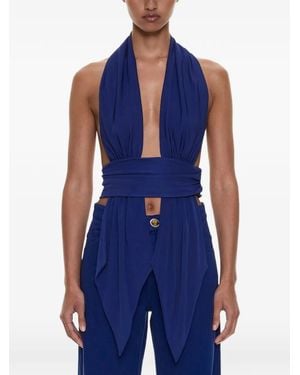 Christopher Esber Scarf-Draped Halterneck Top - Blue