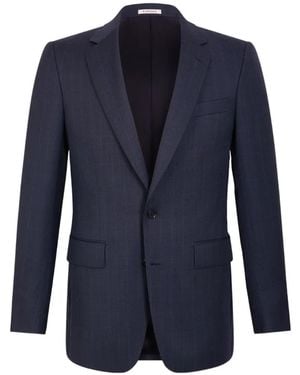 Fursac Prince Of Wales Virgin Wool Suit Jacket - Blue