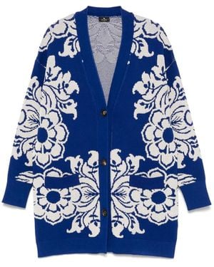 Etro フローラル ロングカーディガン - ブルー