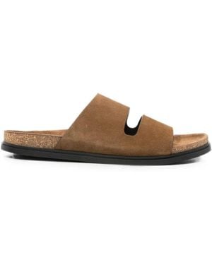 The Row Band Suede Flat Sandals - Brown