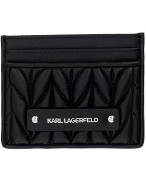 KARL LAGERFELD Quilted Logo-Plaque Card Holder - Black