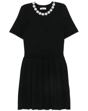 Sandro Pearl-Embellished Pleated Mini Dress - Black