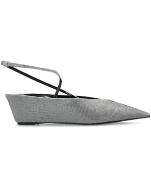 Tory Burch 50Mm Pavé-Embellished Wedge-Heel Court Shoes - White