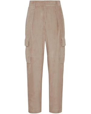 Brunello Cucinelli Suede Trousers - Natural