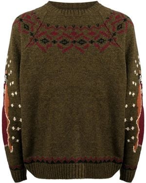 Kapital 5G Patterned-Intarsia Sweater - Green