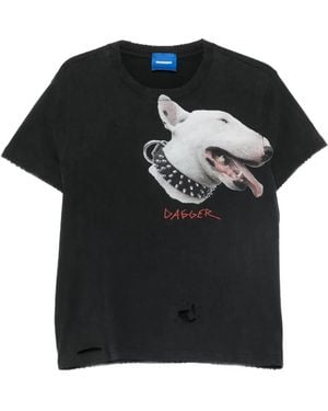 DAGGER Graphic-Print Distressed T-Shirt - Black