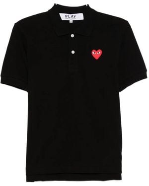 COMME DES GARÇONS PLAY ハートエンブロイダリー ポロシャツ - ブラック