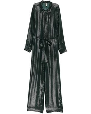 Indress Metallic-Effect Belted Jumpsuit - Green
