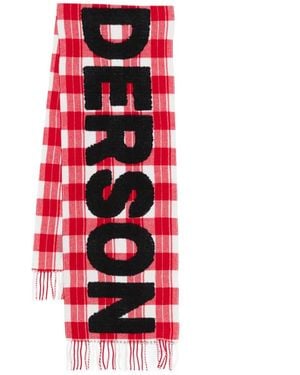 JW Anderson Check-Pattern Scarf - Red