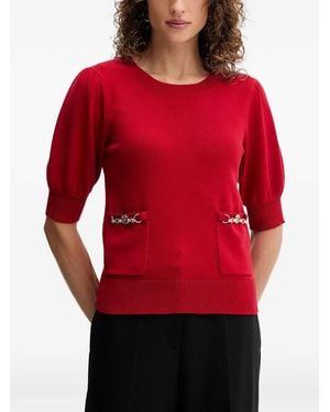 Fracomina Side-Pocket Puff-Sleeve T-Shirt - Red